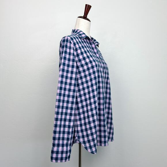 J. Crew Blue Gingham 100% Cotton Popover Shirt - Picture 7 of 10